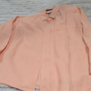 Alan Flusser Peach Button-Up Shirt by Alan Flusser Linen